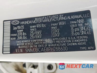 Zdjęcie 14 z 14 samochodu: 2023 HYUNDAI TUCSON SEL VIN:5NMJBCAE8PH288600 - miniatura