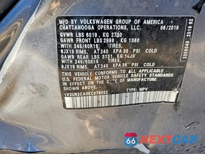 Zdjęcie 13 z 13 samochodu: 2019 VOLKSWAGEN ATLAS SE VIN:1V2UR2CA3KC578052 - miniatura