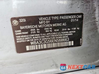 Zdjęcie 12 z 12 samochodu: 2014 BMW 320 VIN:WBA3C3G56ENS68663 - miniatura