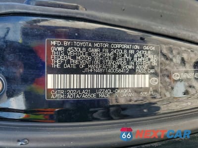Zdjęcie 13 z 13 samochodu: 2004 LEXUS SC 430 BASE VIN:JTHFN48Y140058412 - miniatura