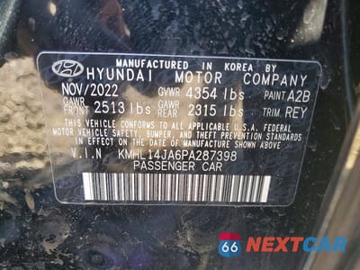 Zdjęcie 12 z 12 samochodu: 2023 HYUNDAI SONATA SEL VIN:KMHL14JA6PA287398 - miniatura