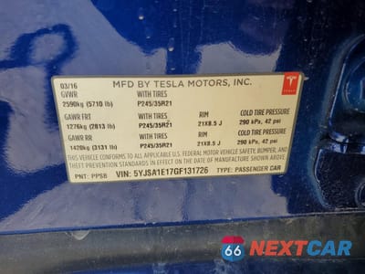 Zdjęcie 12 z 12 samochodu: 2016 TESLA MODEL S VIN:5YJSA1E17GF131726 - miniatura