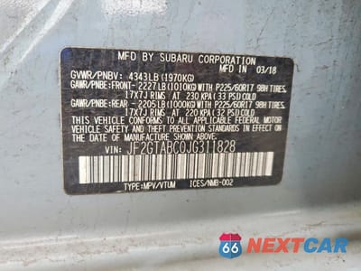 Zdjęcie 13 z 13 samochodu: 2018 SUBARU CROSSTREK PREMIUM VIN:JF2GTABC0JG311828 - miniatura