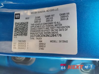 Zdjęcie 12 z 13 samochodu: 2022 GMC CANYON ELEVATION VIN:1GTG6CEN3N1284776 - miniatura