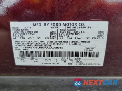 Zdjęcie 13 z 13 samochodu: 2019 FORD EXPLORER XLT VIN:1FM5K8D89KGA73615 - miniatura