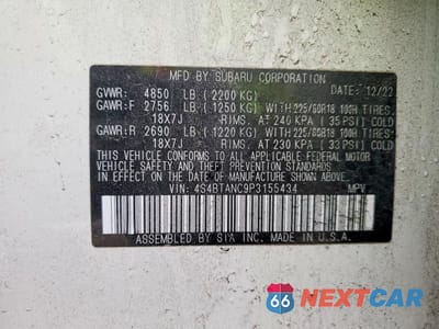 Zdjęcie 14 z 14 samochodu: 2023 SUBARU OUTBACK LIMITED VIN:4S4BTANC9P3155434 - miniatura