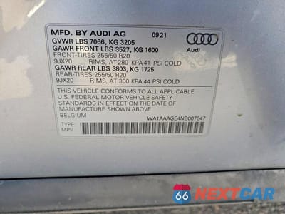 Zdjęcie 14 z 14 samochodu: 2022 AUDI E-TRON PREMIUM VIN:WA1AAAGE4NB007547 - miniatura