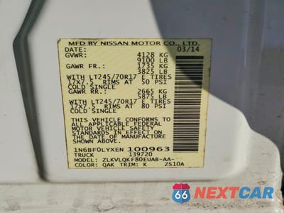 Zdjęcie 14 z 15 samochodu: 2014 NISSAN NV 2500 HD S VIN:1N6BF0LYXEN100963 - miniatura