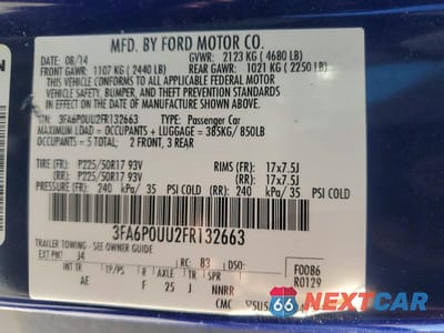 Zdjęcie 13 z 13 samochodu: 2015 FORD FUSION S HYBRID VIN:3FA6P0UU2FR132663 - miniatura