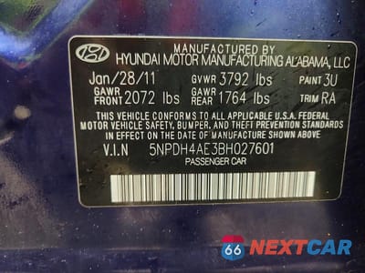 Zdjęcie 12 z 12 samochodu: 2011 HYUNDAI ELANTRA GLS VIN:5NPDH4AE3BH027601 - miniatura