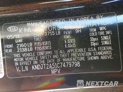Zdjęcie 12 z 13 samochodu: 2012 KIA SOUL VIN:KNDJT2A51C7479798 - miniatura