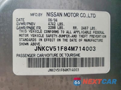 Zdjęcie 13 z 13 samochodu: 2004 INFINITI G35 BASE VIN:JNKCV51F84M714003 - miniatura