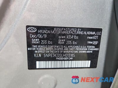 Zdjęcie 12 z 12 samochodu: 2020 HYUNDAI SONATA SEL PLUS VIN:5NPEJ4J20LH013185 - miniatura