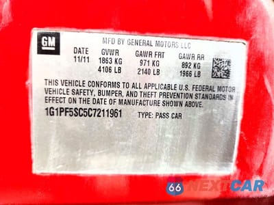 Zdjęcie 12 z 12 samochodu: 2012 CHEVROLET CRUZE LT VIN:1G1PF5SC5C7211961 - miniatura