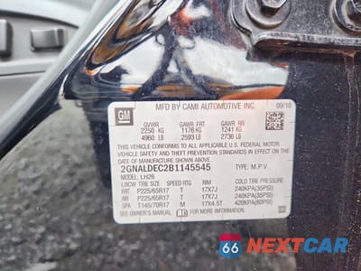 Zdjęcie 13 z 13 samochodu: 2011 CHEVROLET EQUINOX LT VIN:2GNALDEC2B1145545 - miniatura