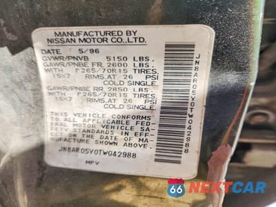Zdjęcie 13 z 14 samochodu: 1996 NISSAN PATHFINDER LE VIN:JN8AR05Y0TW042988 - miniatura