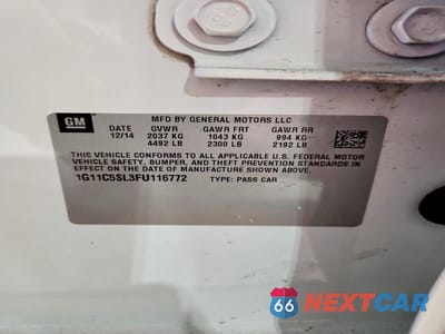 Zdjęcie 12 z 12 samochodu: 2015 CHEVROLET MALIBU 1LT VIN:1G11C5SL3FU116772 - miniatura
