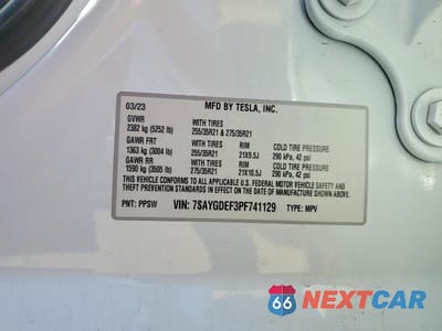 Zdjęcie 12 z 12 samochodu: 2023 TESLA MODEL Y VIN:7SAYGDEF3PF741129 - miniatura