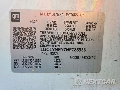 Zdjęcie 14 z 14 samochodu: 2022 CHEVROLET SILVERADO K2500 HEAVY DUTY LT VIN:1GC1YNEY7NF288936 - miniatura