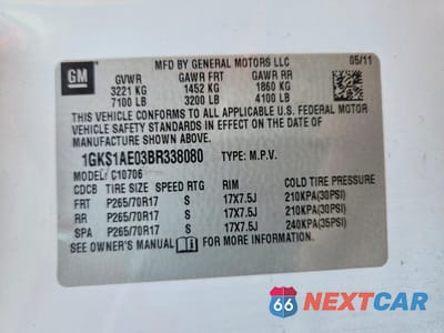 Zdjęcie 13 z 13 samochodu: 2011 GMC YUKON SLE VIN:1GKS1AE03BR338080 - miniatura