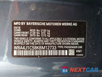 Zdjęcie 12 z 12 samochodu: 2019 BMW 430I GRAN COUPE VIN:WBA4J1C58KBM12733 - miniatura