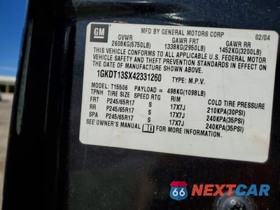 Zdjęcie 13 z 13 samochodu: 2004 GMC ENVOY VIN:1GKDT13SX42331260 - miniatura