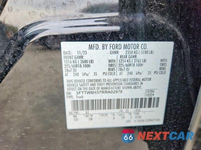 Zdjęcie 12 z 12 samochodu: 2024 FORD MAVERICK XLT VIN:3FTTW8H37RRA02978 - miniatura