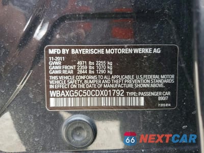 Zdjęcie 12 z 12 samochodu: 2012 BMW 528 I VIN:WBAXG5C50CDX01792 - miniatura