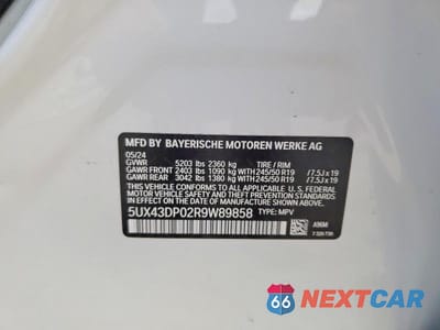 Zdjęcie 13 z 13 samochodu: 2024 BMW X3 SDRIVE30I VIN:5UX43DP02R9W89858 - miniatura