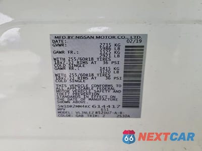 Zdjęcie 13 z 13 samochodu: 2019 NISSAN PATHFINDER S VIN:5N1DR2MM4KC614417 - miniatura