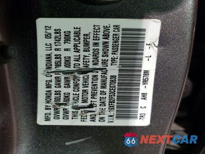 Zdjęcie 13 z 13 samochodu: 2012 HONDA CIVIC LX VIN:19XFB2F53CE070638 - miniatura