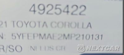Zdjęcie 10 z 10 samochodu: 2021 TOYOTA COROLLA LE VIN:5YFEPMAE2MP210131 - miniatura