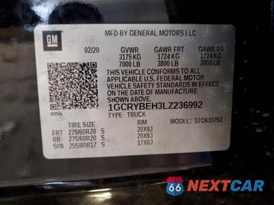 Zdjęcie 12 z 12 samochodu: 2020 CHEVROLET SILVERADO K1500 CUSTOM VIN:1GCRYBEH3LZ236992 - miniatura