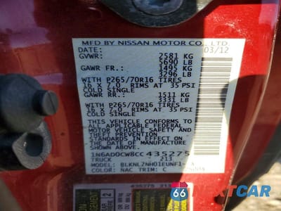 Zdjęcie 12 z 12 samochodu: 2012 NISSAN FRONTIER SV VIN:1N6AD0CW8CC435275 - miniatura