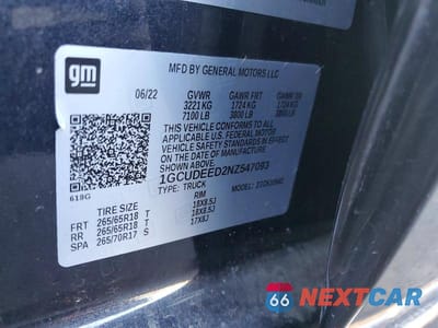 Zdjęcie 12 z 12 samochodu: 2022 CHEVROLET SILVERADO K1500 RST VIN:1GCUDEED2NZ547093 - miniatura