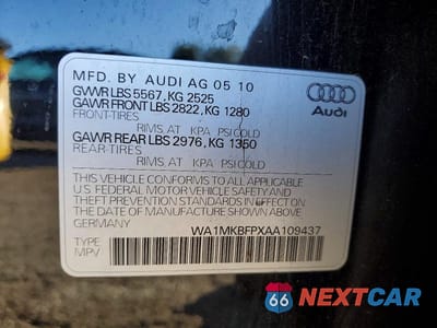 Zdjęcie 13 z 13 samochodu: 2010 AUDI Q5 PREMIUM PLUS VIN:WA1MKBFPXAA109437 - miniatura
