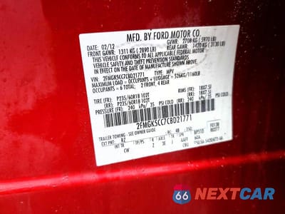 Zdjęcie 13 z 13 samochodu: 2012 FORD FLEX SEL VIN:2FMGK5CC7CBD21771 - miniatura