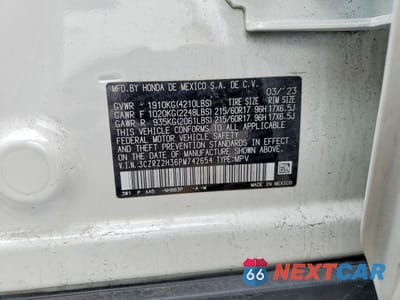 Zdjęcie 12 z 12 samochodu: 2023 HONDA HR-V LX VIN:3CZRZ2H36PM742654 - miniatura