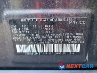Zdjęcie 12 z 12 samochodu: 2013 SUBARU LEGACY 2.5I LIMITED VIN:4S3BMBP68D3018849 - miniatura