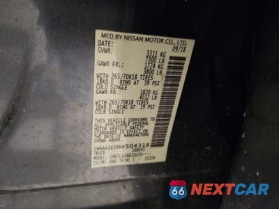 Zdjęcie 13 z 14 samochodu: 2019 NISSAN TITAN SV VIN:1N6AA1E59KN504318 - miniatura