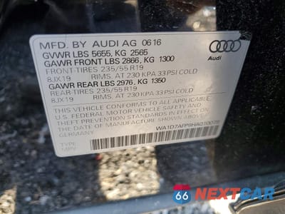 Zdjęcie 13 z 13 samochodu: 2017 AUDI Q5 PREMIUM PLUS S-LINE VIN:WA1D7AFP9HA010078 - miniatura