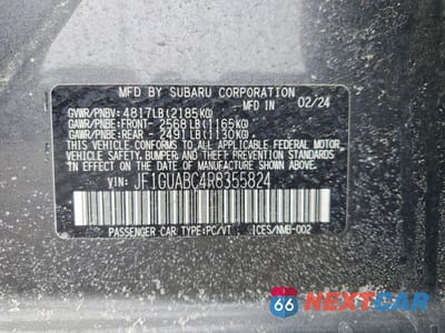 Zdjęcie 12 z 12 samochodu: 2024 SUBARU IMPREZA VIN:JF1GUABC4R8355824 - miniatura