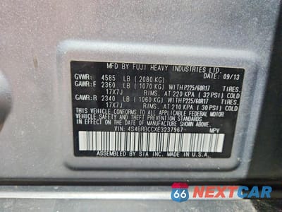 Zdjęcie 12 z 12 samochodu: 2014 SUBARU OUTBACK 2.5I PREMIUM VIN:4S4BRBCCXE3237967 - miniatura
