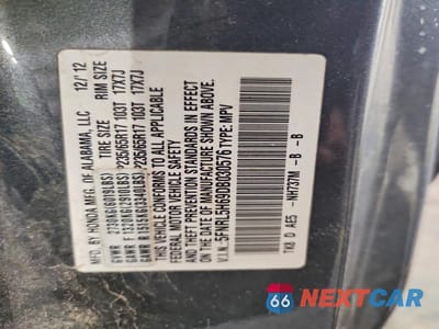 Zdjęcie 13 z 13 samochodu: 2013 HONDA ODYSSEY EXL VIN:5FNRL5H69DB030576 - miniatura