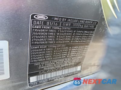 Zdjęcie 13 z 13 samochodu: 2016 LAND ROVER RANGE ROVER SPORT SE VIN:SALWG2VF8GA645667 - miniatura