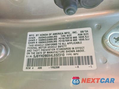 Zdjęcie 13 z 13 samochodu: 2004 HONDA ELEMENT EX VIN:5J6YH286X4L032310 - miniatura