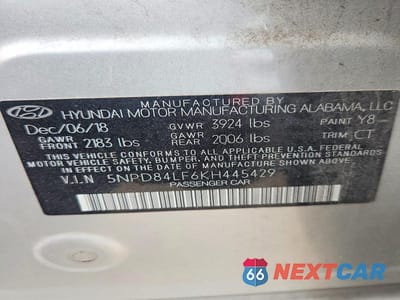 Zdjęcie 13 z 13 samochodu: 2019 HYUNDAI ELANTRA SEL VIN:5NPD84LF6KH445429 - miniatura