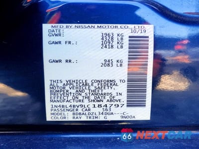 Zdjęcie 13 z 13 samochodu: 2020 NISSAN ALTIMA S VIN:1N4BL4BV9LC184797 - miniatura