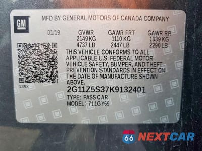Zdjęcie 13 z 13 samochodu: 2019 CHEVROLET IMPALA LT VIN:2G11Z5S37K9132401 - miniatura