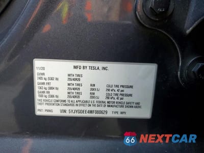 Zdjęcie 12 z 12 samochodu: 2021 TESLA MODEL Y VIN:5YJYGDEE4MF080629 - miniatura